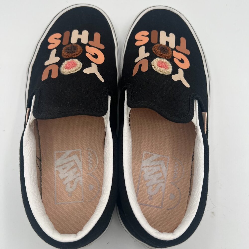 Vans Slip-On Sneakers "You Got This" Black Canvas Women’s Size 6 - Picture 5 of 11